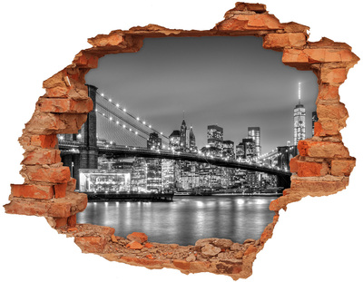 Sticker mural effet trou La silhouette de New York en monochrome