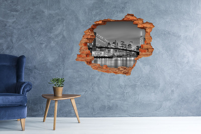 Sticker mural effet trou La silhouette de New York en monochrome