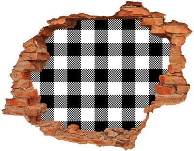 Sticker trou dans le mur Motif à carreaux noirs et blancs sur le mur