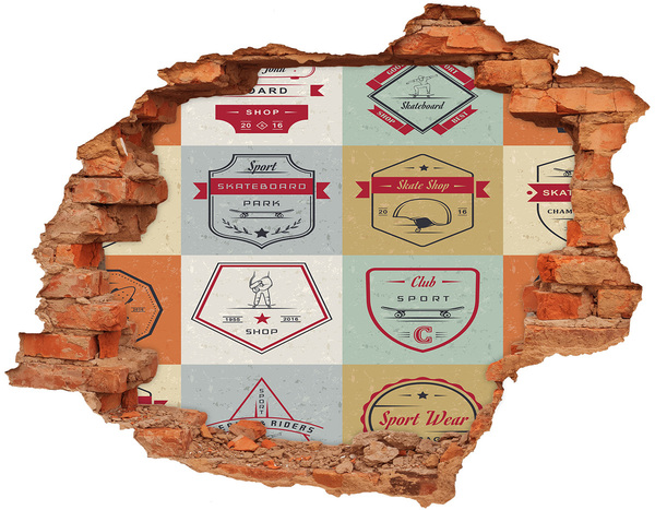 Sticker trou dans le mur Skatepark en ville