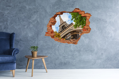 Autocollant à effet 3d trou La tour Eiffel à Paris