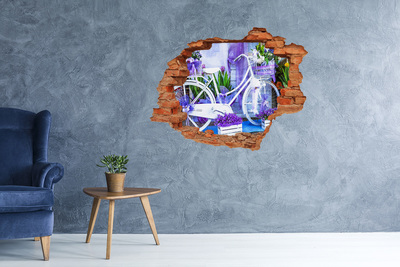 Sticker mural effet trou Un vélo dans un jardin rempli de fleurs