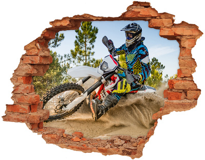 Sticker trou dans le mur Motocross en action