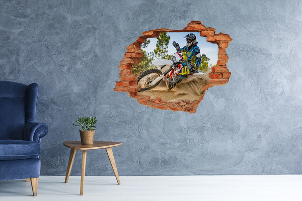 Sticker trou dans le mur Motocross en action