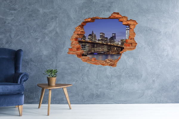 Sticker mural effet trou Vue sur la skyline de New York