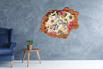 Autocollant mural trou Jardin fleuri derrière le mur