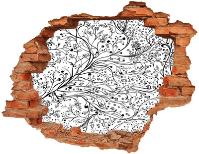 Sticker mural effet trou Motif floral sur le mur