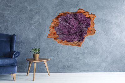 Autocollant à effet 3d trou De l'herbe violette dans un trou dans le mur