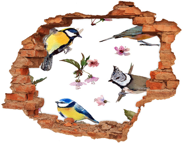 Sticker mural effet trou Paysage printanier avec des oiseaux