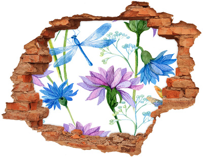 Autocollant à effet 3d trou Peinture murale florale Hole in the Wall