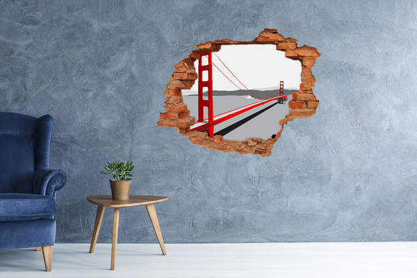 Sticker mural effet trou Le Golden Gate Bridge en Californie