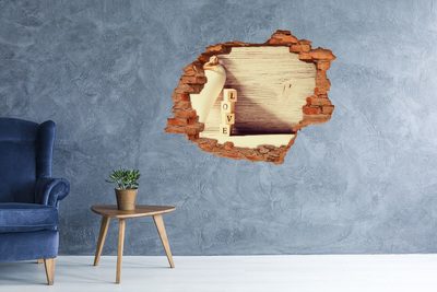Autocollant à effet 3d trou L'amour dans un mur brisé