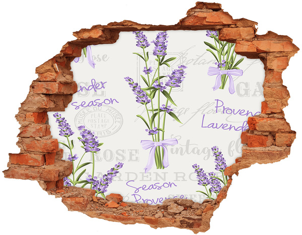Sticker mural effet trou Jardin de lavande vintage