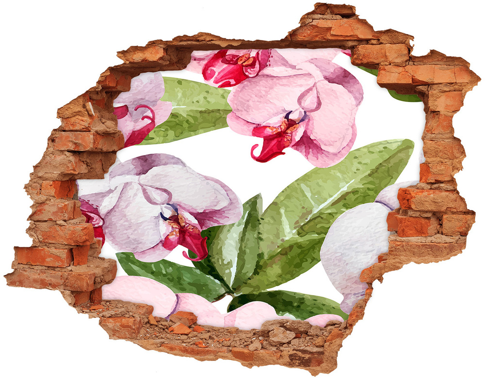 Autocollant mural trou Pivoines brique