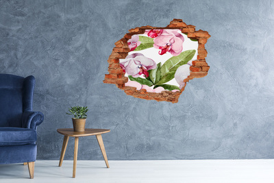 Autocollant mural trou Pivoines brique