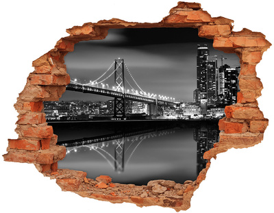 Sticker mural effet trou Le Golden Gate Bridge la nuit