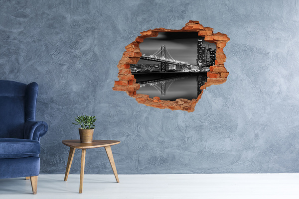Sticker mural effet trou Le Golden Gate Bridge la nuit