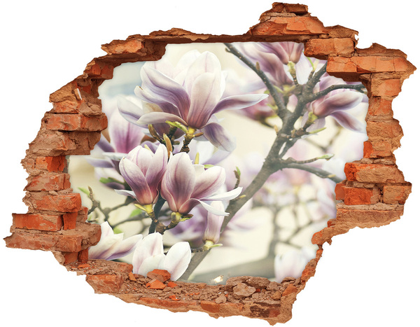 Autocollant mural trou Des fleurs de magnolia dans un mur endommagé
