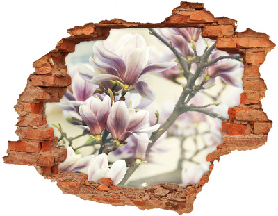 Autocollant mural trou Des fleurs de magnolia dans un mur endommagé