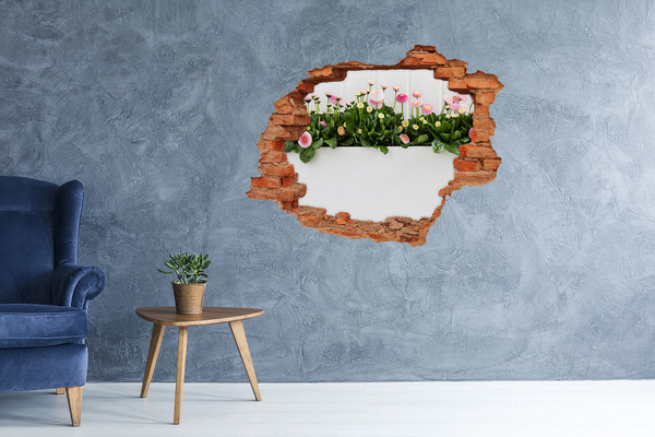 Autocollant à effet 3d trou Jardin fleuri « Trou dans le mur »