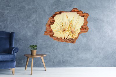 Autocollant à effet 3d trou Fleurs dorées dans le béton