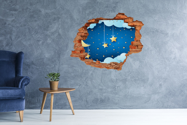 Sticker trou dans le mur Ciel nocturne parsemé d'étoiles dorées