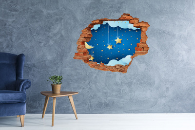 Sticker trou dans le mur Ciel nocturne parsemé d'étoiles dorées