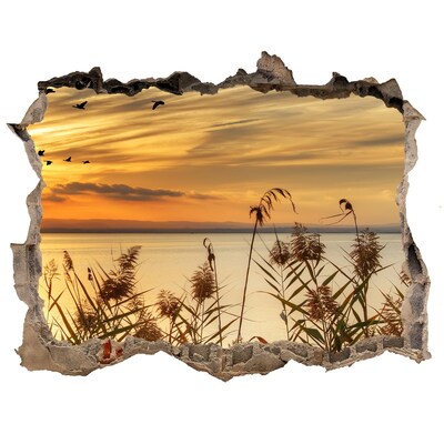 Sticker mural effet trou Coucher de soleil sur le lac