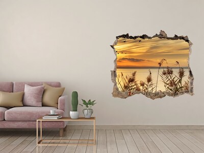 Sticker mural effet trou Coucher de soleil sur le lac