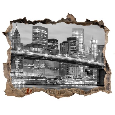 Sticker mural effet trou Manhattan pierre