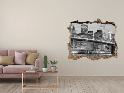 Sticker mural effet trou Manhattan pierre