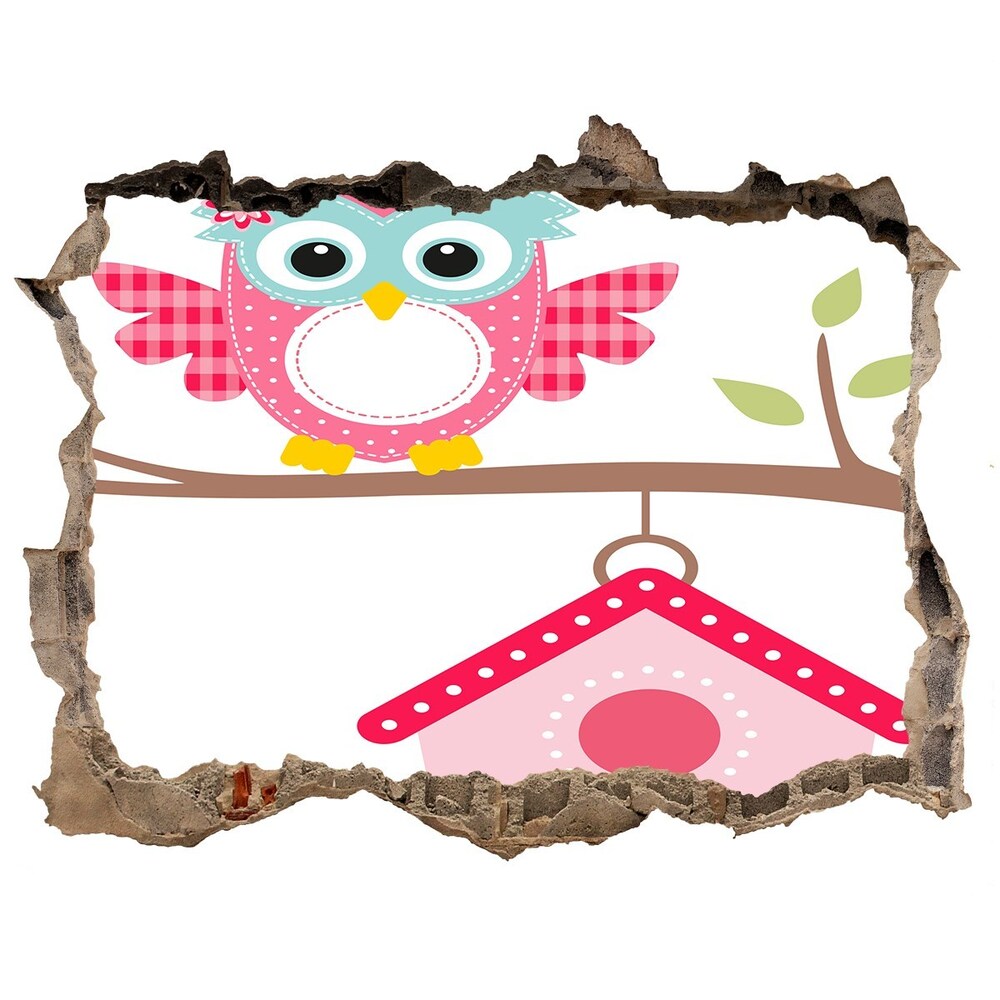 Sticker trou dans le mur Hibou sur une branche pierre