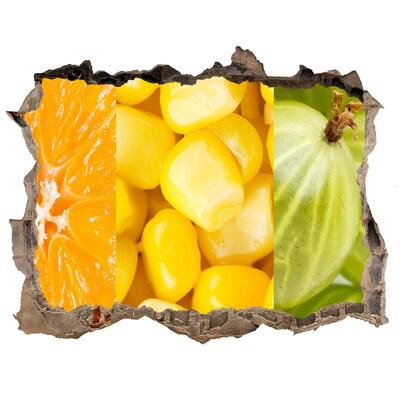 Autocollant à effet 3d trou Fresque de fruits dans un trou dans le mur