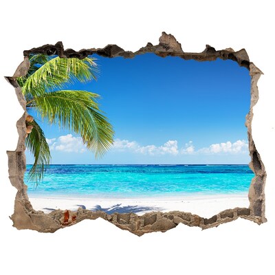 Sticker mural effet trou Plage exotique pierre