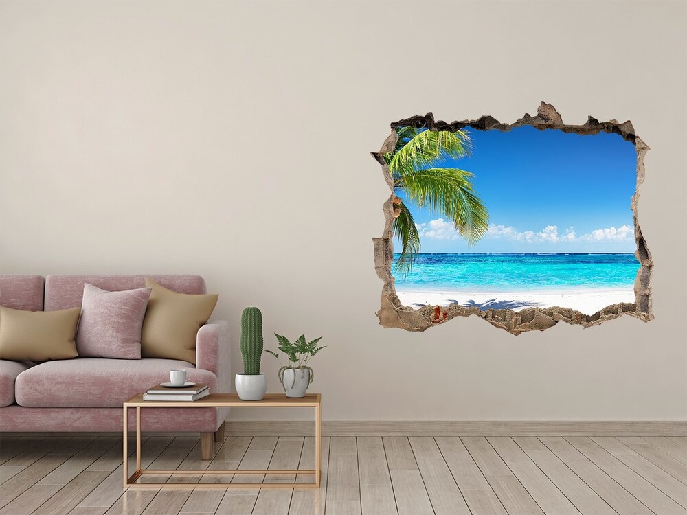 Sticker mural effet trou Plage exotique pierre