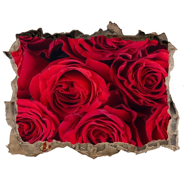 Sticker mural effet trou Des roses dans un mur en ruine