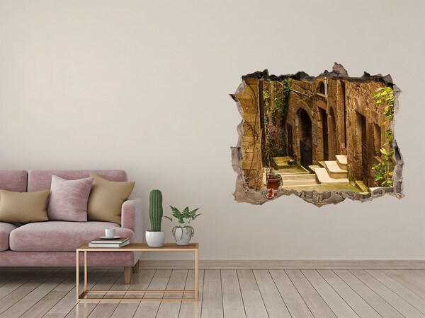 Sticker mural effet trou Une rue charmante de la ville