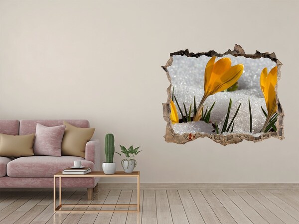 Autocollant à effet 3d trou Crocus dans la neige pierre