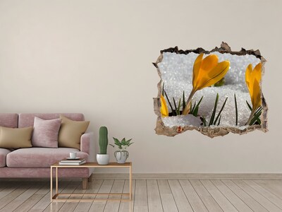 Autocollant à effet 3d trou Crocus dans la neige pierre