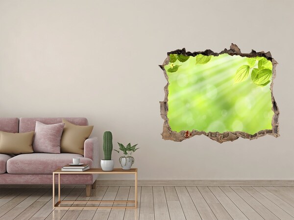 Autocollant mural trou Feuilles vertes soleil pierre