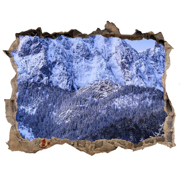 Autocollant à effet 3d trou Paysage de montagne en hiver