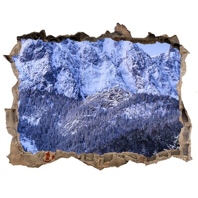 Autocollant à effet 3d trou Paysage de montagne en hiver