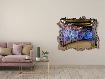 Sticker trou dans le mur Graffiti dans un tunnel de la ville