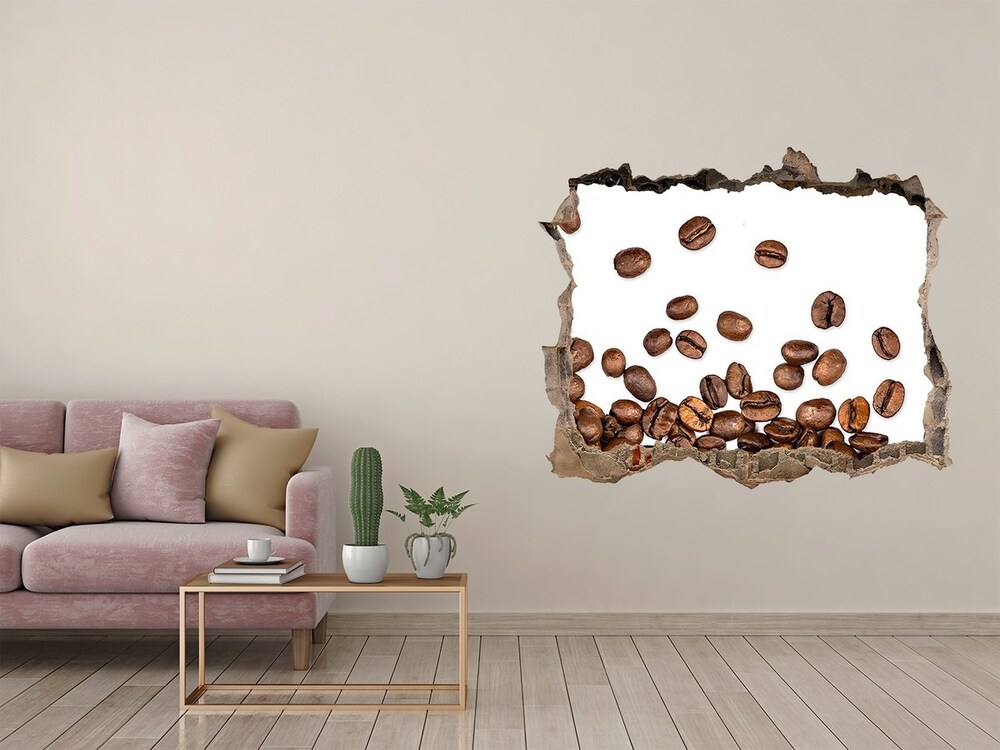 Sticker mural effet trou Grains de café aromatiques pierre