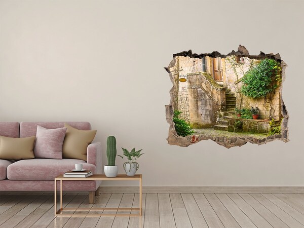 Sticker trou dans le mur Escalier charmant dans une ville ancienne
