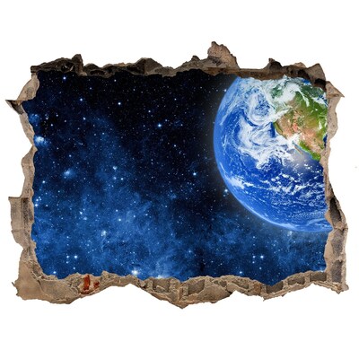 Sticker mural effet trou Vue cosmique depuis un trou dans le mur