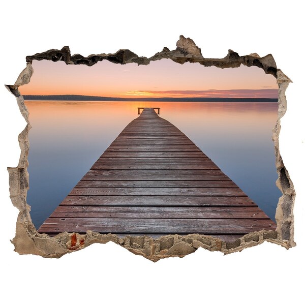 Sticker mural effet trou Coucher de soleil sur le lac
