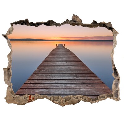 Sticker mural effet trou Coucher de soleil sur le lac