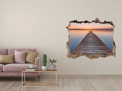 Sticker mural effet trou Coucher de soleil sur le lac