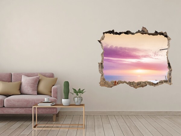 Autocollant à effet 3d trou Vue de l'île grecque